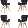 Uderkiny Lot de 4 chaises - Chaise de Salle à Manger avec Dossier en Cuir et Pieds en Bois de hêtre, Convient à la Salle à Manger à la Cuisine au Salon, etc (Noir01)