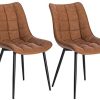 WOLTU BH207hbr-2 Chaise de Salle à Manger Lot de 2 Chaise de Cuisine Assise rembourrée en Similicuir,Pieds en métal Stable,Brun Clair