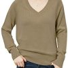 Woolicity Pull Femmes Col V Tricot Pullover Couleur Unie Manches Woolicity Pull Femmes Col V Tricot Pullover Couleur Unie Manches Longues Léger Pull Loose Fit Soft Jumper