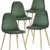 ZMALL Lot de 4 chaises de salle à manger en velours avec pieds en bois pour maison, cuisine, salon, salle à manger, vert