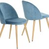 Herbalady Un ensemble de chaises de salle à manger en velours au design simple et élégant, qui peut parfaitement correspondre à votre salle à manger, salon ou chambre à coucher (bleu, 2)