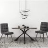 Lestarain Lot de 4 Chaises de Salle à Manger Rétro Chaises de Cuisine Chaises de Salon Rembourrée en Velours,Pieds en métal,Chaises avec Dossier Gris Foncé
