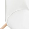 Lot de 4 chaises tulipe de salle à manger, cuisine, bar, assise avec pieds en bois de hêtre, bureau, blanc