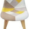 HOME DECO FACTORY Lot de 2 Chaises Patchwork, Hêtre, Jaune, 58x86,5x47 cm