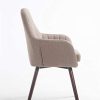 CLP Chaise De Salle A Manger Florian en Tissu I Siège Rembourrés I Chaise Visiteur avec Design Retro Et Accoudoirs Pieds en Bois, Couleur:Taupe, Couleur du Cadre:Noyer (chêne)