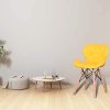 EDLMH Lot de 4 chaises de salle à manger au design moderne et ergonomique avec pieds en bois de hêtre naturel pour salle à manger, bureau, salon, cuisine (4, jaune polyuréthane)
