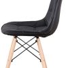 Lot de 4 chaises de salle à manger en cuir synthétique capitonné avec boutons et pieds en bois pour salle à manger, chambre à coucher, salon
