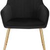WOLTU Lot de 6 Chaises de Salon Chaises de Cuisine en Velours et métal,Chaises de Salle à Manger Noir BH246sz-6