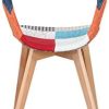 WV LeisureMaster Lot de 4 chaises de salle à manger en patchwork scandinave avec pieds en bois massif pour salon et cuisine