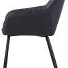 Lot de 2 chaises de salon, salle à manger en PU - Couleur au choix - Design rétro - Chaise avec dossier - Pieds en métal - Noir