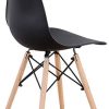 WV LeisureMaster Lot de 6 chaises de salle à manger en ABS avec pieds en bois (noir, 6)