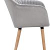 WOLTU 6 X Chaises de Salle à Manger Chaise de Cuisine Gris Clair,Chaises de Chambre Chaise de réunion en Velours et Bois Massif BH95hgr-6