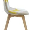 HOME DECO FACTORY Lot de 2 Chaises Patchwork, Hêtre, Jaune, 58x86,5x47 cm