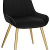 Lestarain Lot de 2 Chaises de Salle à Manger avec Dossier Chaise de Cuisine Rétro Chaise de Salon Assise en Velours et Pieds en Métal,Noir