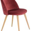 Ensemble de 2 chaises longues en tissu de velours rétro, chaises de salle à manger rembourrées avec pieds en métal, salon de style salle à manger en bois, mobilier de bureau moderne (Rouge)