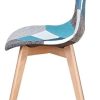 BenyLed Lot de 8 Chaises de Salle à Manger Chaises Patchwork Colorées avec Pieds en Bois Chaise Longue Scandinave (Bleu-8pcs)