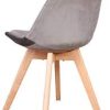 Lot de 4 chaises de salle à manger scandinaves - Loisir moderne en velours de Siglo - Chaises rétro en bois de hêtre massif en tulipe - Gris
