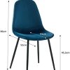 BAÏTA Lena Lot de 4 chaises, Velours, Bleu, h86cm