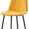 JYMTOM Lot de 4 chaises de Salle à Manger en Velours avec Pieds en métal et Dossier en Tissu Jaune 4 pièces…