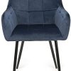 31akN5MBLfL._AC_.jpg BlueOcean Furniture Lot de 2 chaises de salle à manger rembourrée en velours avec accoudoirs, dossier et pieds en métal