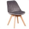 Lot de 4 chaises de salle à manger scandinaves - Loisir moderne en velours de Siglo - Chaises rétro en bois de hêtre massif en tulipe - Gris