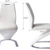 Lot de 2 chaises de salle à manger modernes rembourrées en cuir synthétique avec cadre en métal Charge 330 lb Blanc