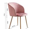 FATI Chaise de Salle à Manger Chaise de Bureau Fauteuils en Velours, Pieds en Métal (Rose, 1)