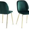 31eXmNSeWIL._AC_.jpg BAÏTA Gisel Lot de 2 chaises, Velours Vert, L48cm