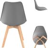 Lot de 6 Chaises de Salle à Manger en Chêne - Chaise Scandinave avec Rembourrée Confort Ergonomique Design Rétro - Chaise de Bureau Cuisine Pieds de chêne - Gris
