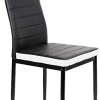 Flyelf Lot de 2 Chaises de Salle à Manger, Dossier Haut Siège Large, Meubles de Salle à Manger de Cuisine, Cuir + Acier Inoxydable (Noir-Blanc, 2)