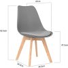 Lot de 6 Chaises de Salle à Manger en Chêne - Chaise Scandinave avec Rembourrée Confort Ergonomique Design Rétro - Chaise de Bureau Cuisine Pieds de chêne - Gris