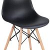 WV LeisureMaster Lot de 6 chaises de salle à manger en ABS avec pieds en bois (noir, 6)