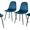 BAÏTA Lena Lot de 4 chaises, Velours, Bleu, h86cm