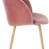 EGGREE Chaises Salle à Manger en Tissu Velours Rétro Fauteuil Rembourré Scandinaves,Pieds en Métal,Rose