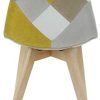 HOME DECO FACTORY Lot de 2 Chaises Patchwork, Hêtre, Jaune, 58x86,5x47 cm