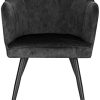 WOLTU BH313dgr-1 1 pièce Chaise de Salle à Manger en Velours avec Dossier en Pétale et Pieds en Métalliques Fauteuil Relaxant Chaise de Réception Gris Foncé