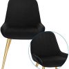 Lestarain Lot de 2 Chaises de Salle à Manger avec Dossier Chaise de Cuisine Rétro Chaise de Salon Assise en Velours et Pieds en Métal,Noir
