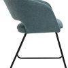 41-bClUV7yL._AC_.jpg By Demeyere « Dalia » Chaise de Salle à Manger Moderne en Tissu Bleu et Pieds Luge en métal Noir avec accoudoir 54x62x78,5 cm
