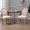 41-spXuL88L._AC_.jpg HOMCOM Lot de 2 chaises de Salle à Manger - Chaise de Salon médaillon Style Louis XVI - Bois Massif sculpté, patiné - Aspect Lin Beige