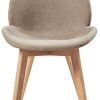 EGGREE Lot de 4 Chaises de Salle à Manger Scandinave Chaises en Tissu Lin, Chaise de Salon Design Rétro avec Jambe de Bois de Hêtre Massif, Gris