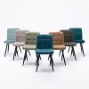 4129dHvh8HS._AC_.jpg HNNHOME Cubana Lot de 2 chaises de salle à manger rembourrées pour cuisine, salle à manger, pieds en acier noir, chaise de salon, chaise de réception (sauge, tissu)