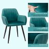 412Dbns9wLL._AC_.jpg Lot de 2 chaises de salle à manger en velours - Avec accoudoirs et pieds en métal - Pour la salle à manger, le salon, la chambre à coucher - Charge maximale : 115 kg - Vert