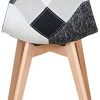 Lot de 4 Chaise Patchwork Design Rétro,Chaises de Salle à Manger rembourrées avec Pieds en hêtre,Convient pour Salle à Manger Restaurant Salon(Gris)