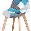 BenyLed Lot de 8 Chaises de Salle à Manger Chaises Patchwork Colorées avec Pieds en Bois Chaise Longue Scandinave (Bleu-8pcs)