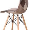 EGOONM Lot de 6 Chaise de Salle à Manger Multicolor Patchwork,Chaises en Tissu de Lin Loisirs Salon,Chaises avec Dossier à Coussin Souple (Marron-6)