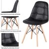 Lot de 4 chaises de salle à manger en cuir synthétique capitonné avec boutons et pieds en bois pour salle à manger, chambre à coucher, salon
