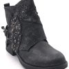 Angkorly - Chaussure Mode Bottine Motard Effet Vieilli Couverte Femme clouté tressé Boucle Talon Bloc 3.5 CM