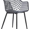 417hH7I8WcL._AC_.jpg IDIMEX Lot de 4 chaises Lucia pour Salle à Manger ou Cuisine au Design Retro avec accoudoirs, Coque en Plastique Gris et 4 Pieds en métal laqué Noir