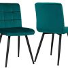 DUHOME Chaise Salle à Manger en Tissu (Velours) sélection de Couleur Chaise rembourrée Design Retro avec Pieds en métal 8043B, Couleur:Vert Bleu, matière:Velours