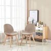 EGGREE Lot de 4 Chaises de Salle à Manger Scandinave Chaises en Tissu Lin, Chaise de Salon Design Rétro avec Jambe de Bois de Hêtre Massif, Gris